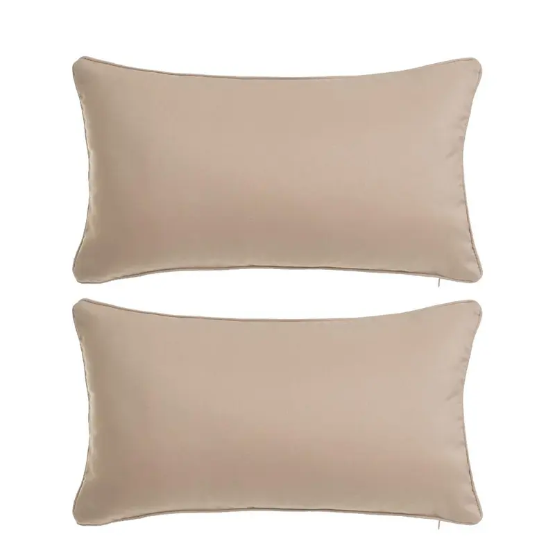 2 cojines lisos beige de tela de loneta de 50x30 cm con relleno