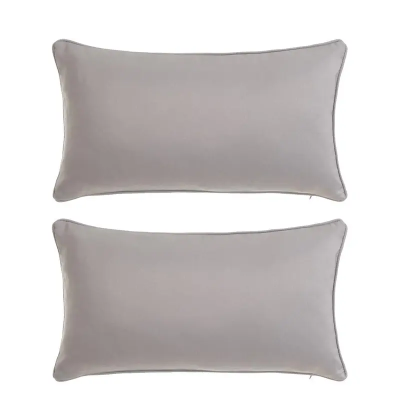 2 cojines lisos grises de tela de loneta de 50x30 cm con relleno