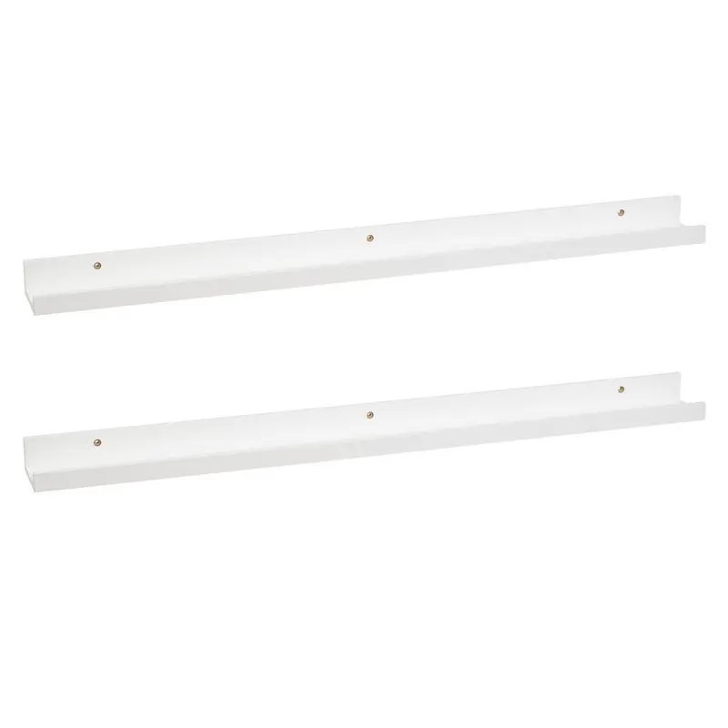2 estantes flotantes de pared de madera blanca de 100x9,5x5 cm
