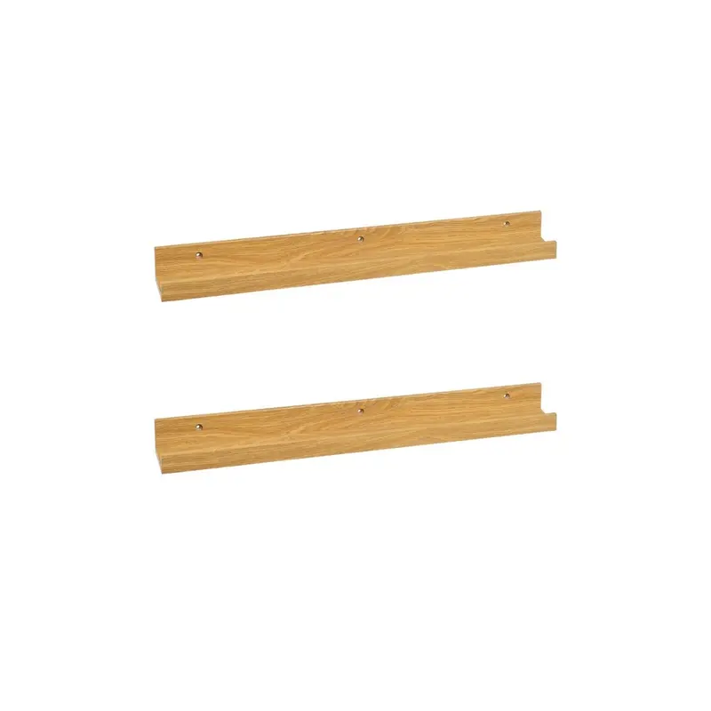 2 estantes flotantes de pared de madera color roble de 60x9,5x5 cm