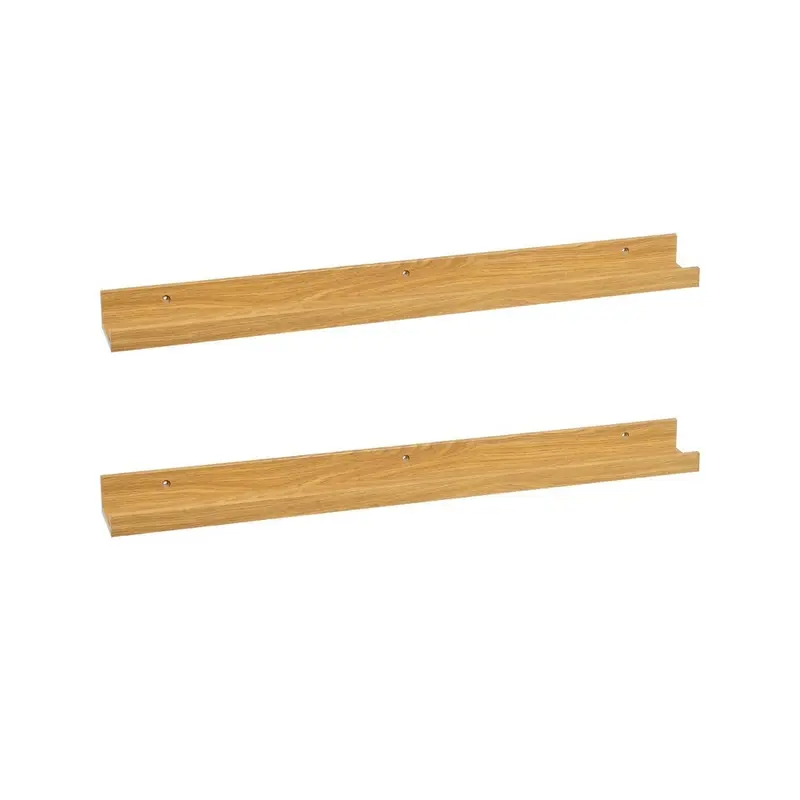 2 estantes flotantes de pared de madera color roble de 80x9,5x5 cm