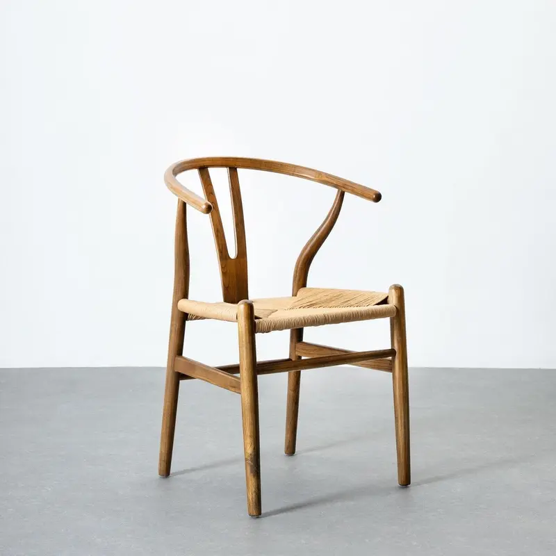 2 sillas de comedor Ming de madera de olmo marrón oscuro
