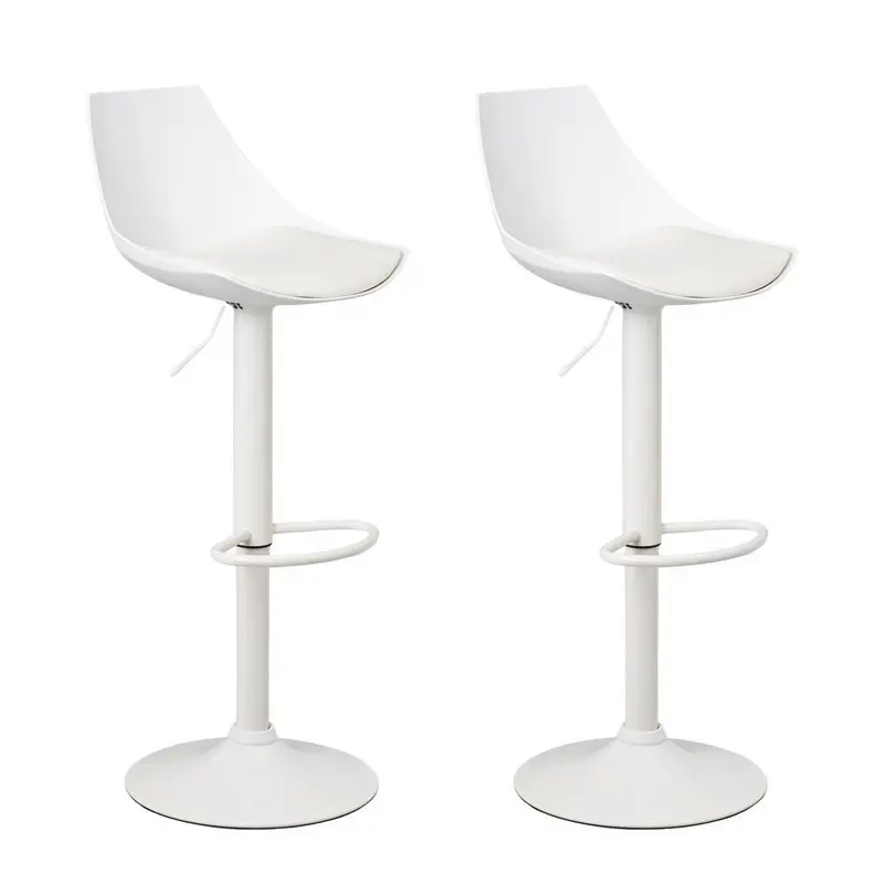 2 taburetes de cocina regulables en altura blancos con respaldo alto