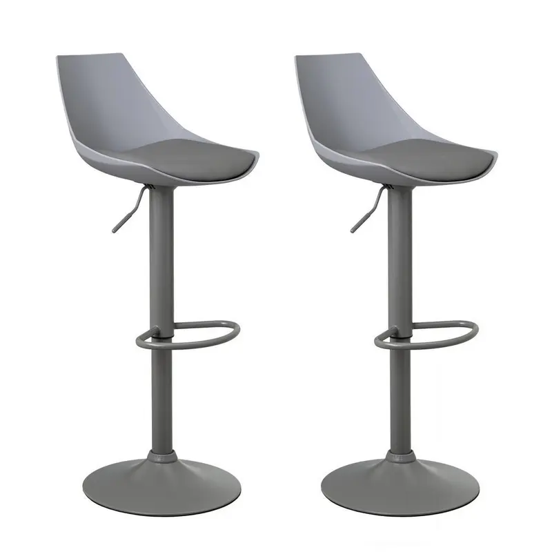 2 taburetes de cocina regulables en altura gris con respaldo alto