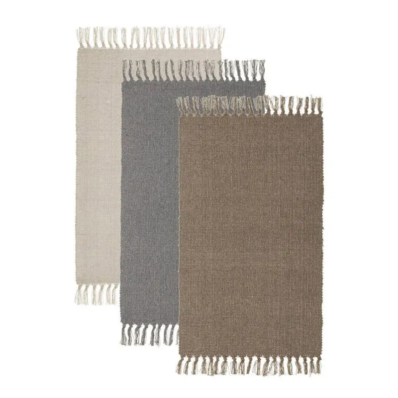 3 alfombras rectangulares de algodón beige gris y marrón de 50x80cm