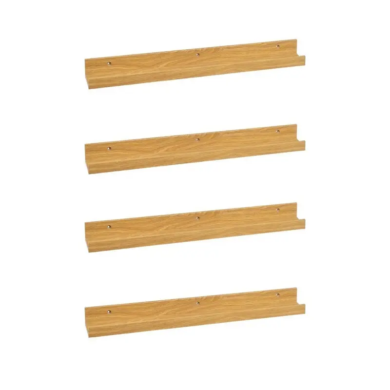 4 estantes flotantes de pared de madera color roble de 60x9,5x5 cm