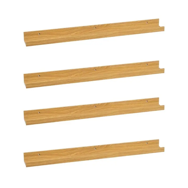 4 estantes flotantes de pared de madera color roble de 80x9,5x5 cm
