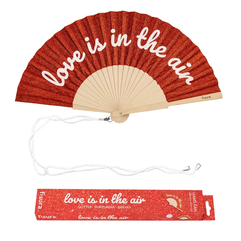 Abanico “Love is in the air” purpurina