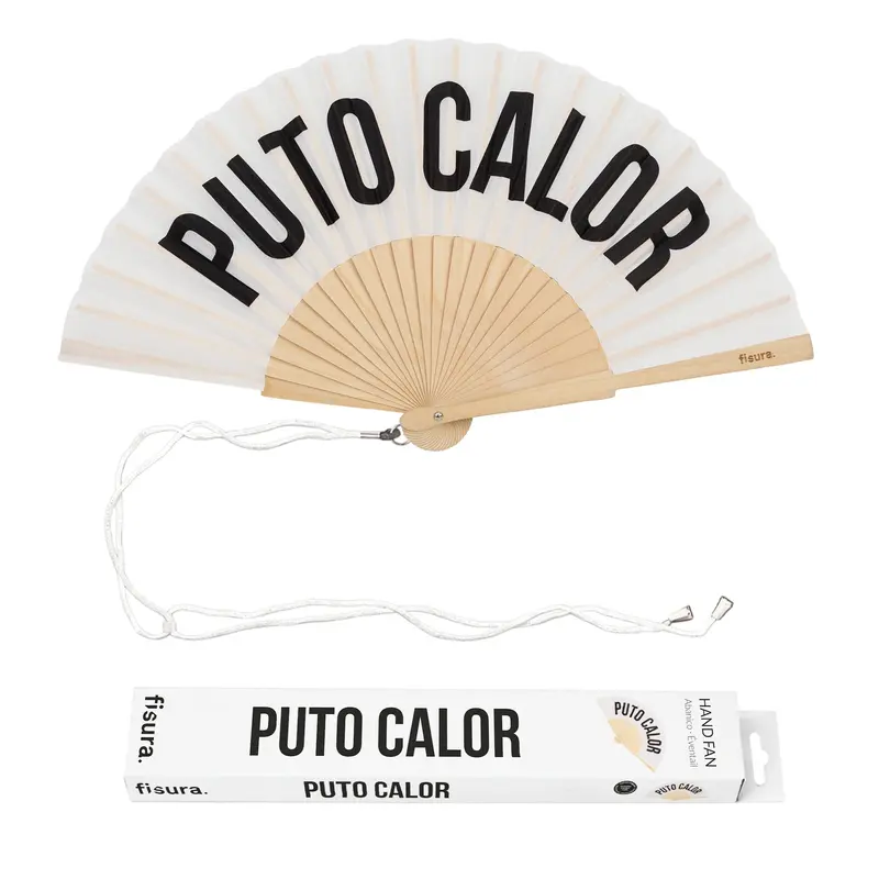 Abanico “Puto calor” blanco