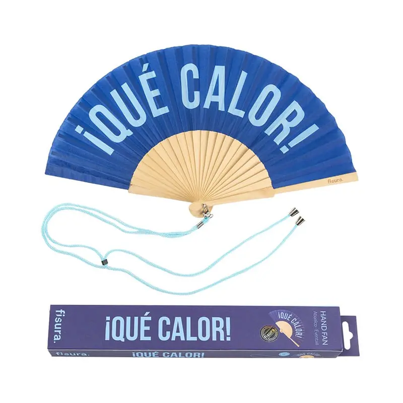 Abanico "Qué calor" azul
