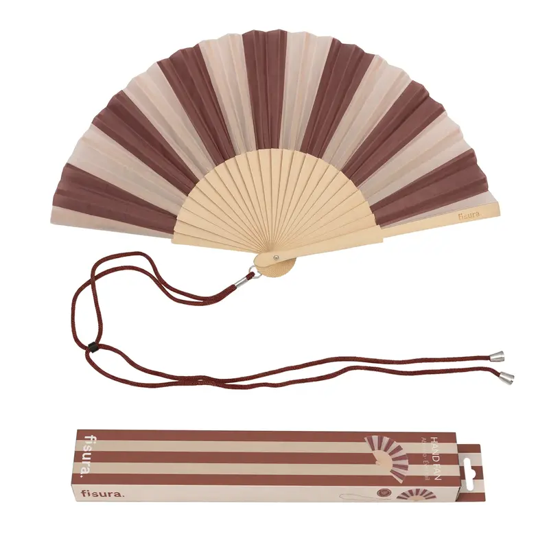 Abanico “Rayas” marrón y beige