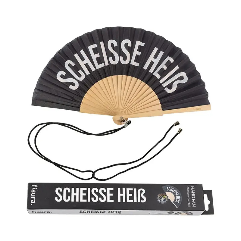 Abanico "Scheisse heiß" negro