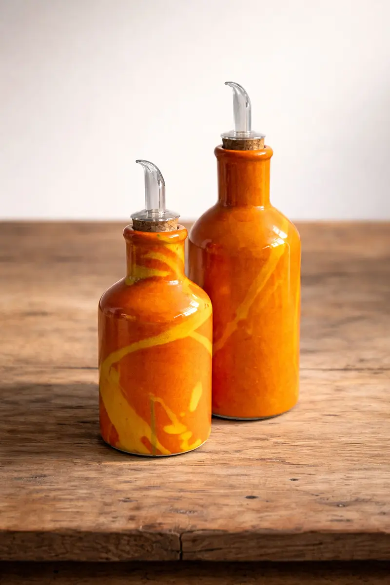 Aceiteras salpicado naranja