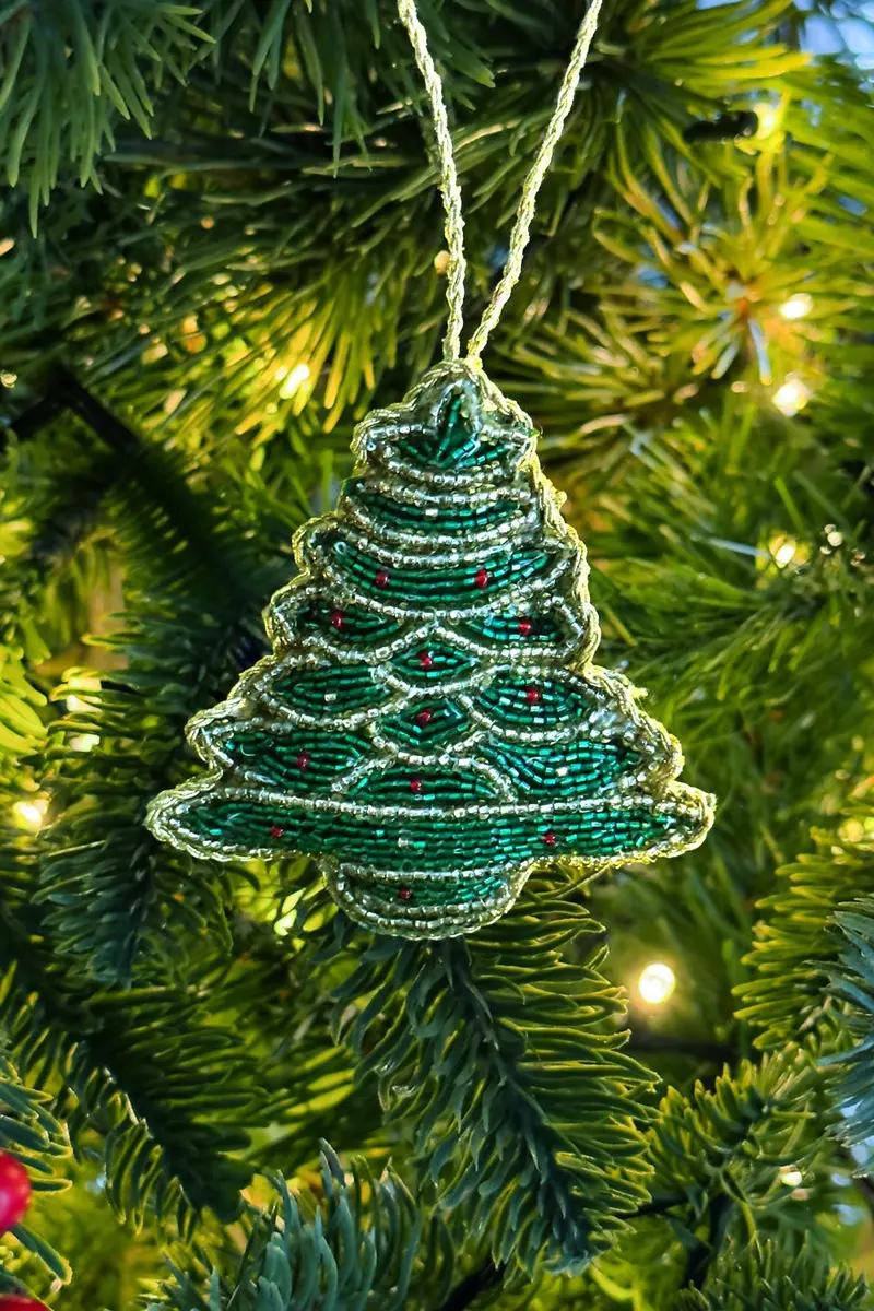 Adorno Árbol De Navidad Bordado Con Cuentas CO