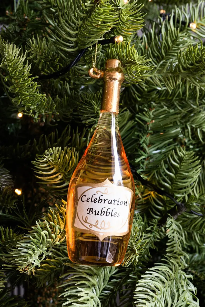 Adorno De Cristal Con Diseño De Botella De Champagne