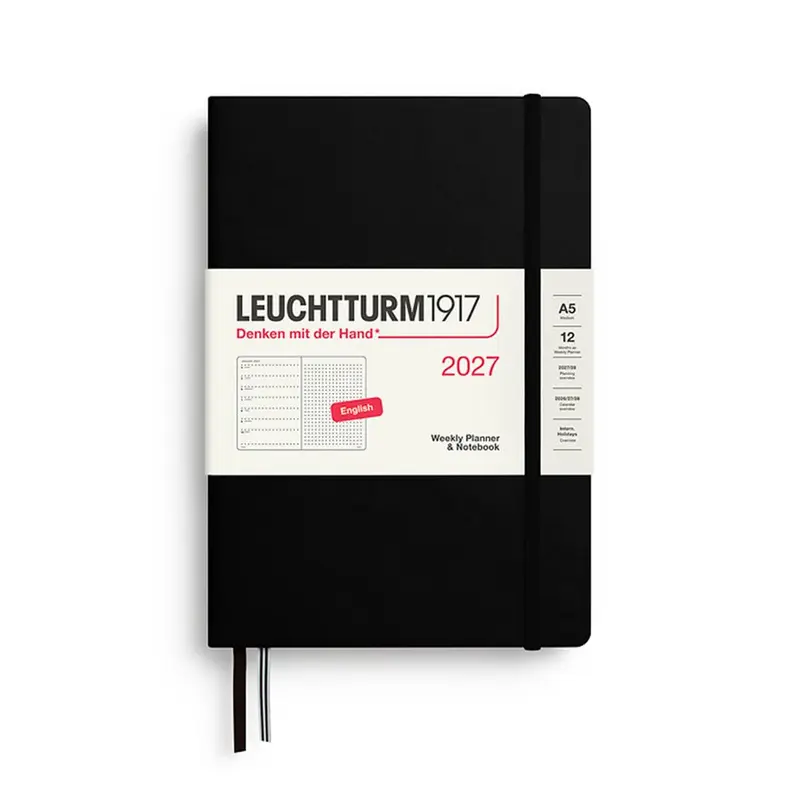 Agenda Weekly Planner & Notebook Puntos Mediano A5 2027 Negro