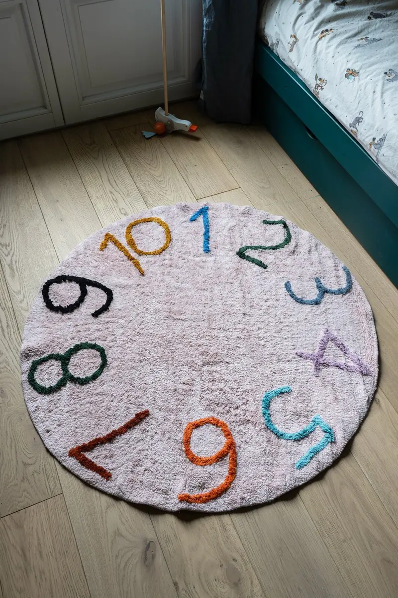 Alfombra De Algodón Redonda Diseño Números