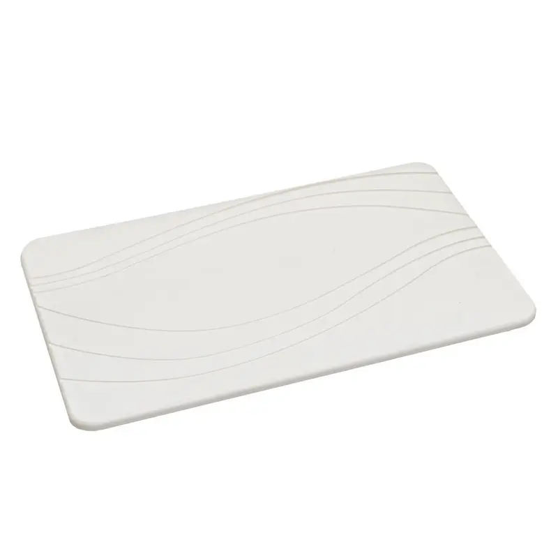 Alfombra de baño de diatomita gris claro con ondas de 60x39 cm