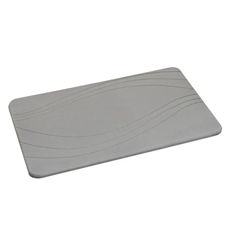Alfombra de baño de diatomita gris oscuro con ondas de 60x39 cm