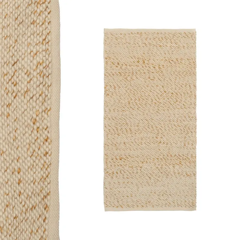 Alfombra de polialgodón beige de 140x70 cm con gramaje 1500 gr/m2
