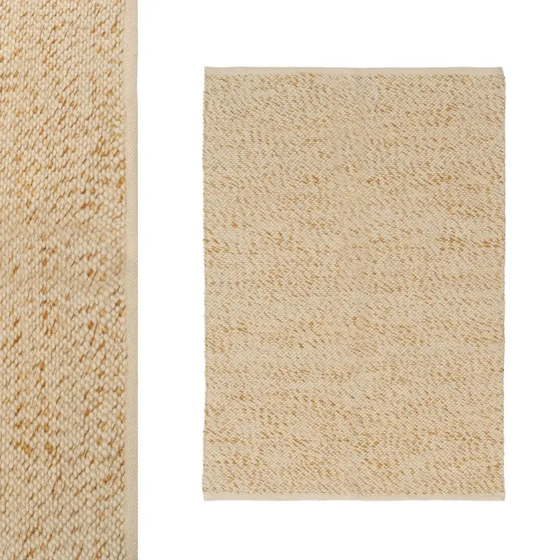 Alfombra de polialgodón beige de 170x120 cm con gramaje 1500 gr/m2