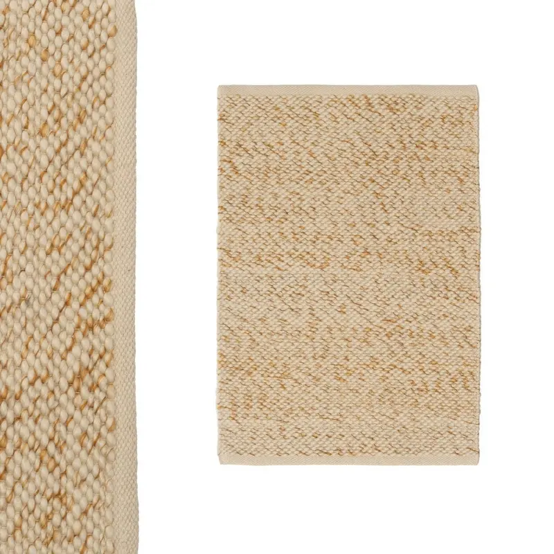 Alfombra de polialgodón beige de 90x60 cm con gramaje 1500 gr/m2