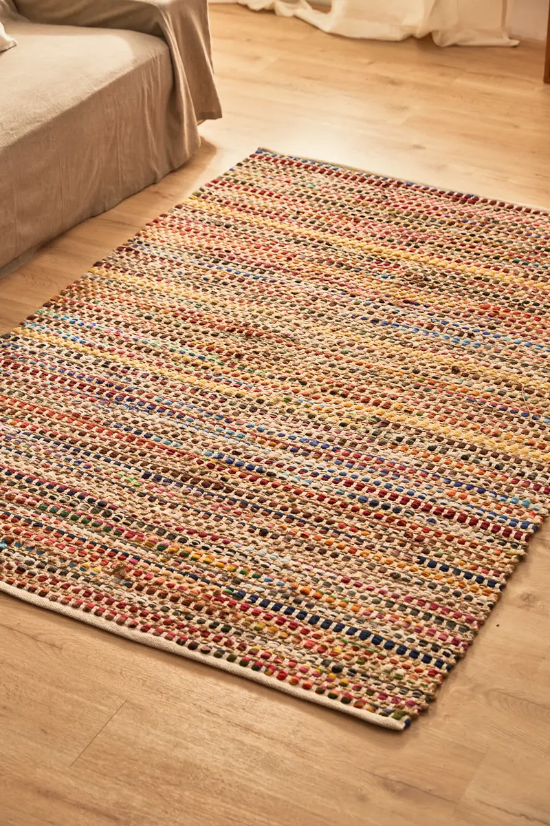 Alfombra de yute y tela multicolor Cando