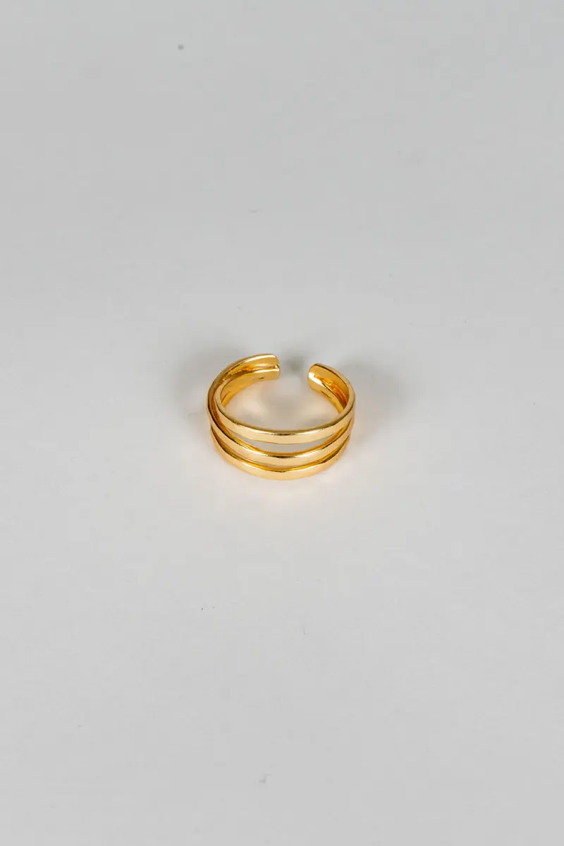 Anillo Dorado Ajustable Con Diseño De Tres Argollas