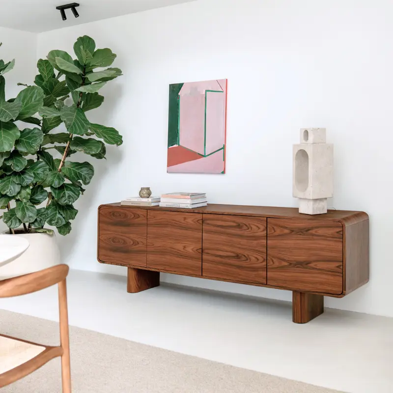 Aparador de mediados de siglo con patas de madera - Baron - 220 cm - Palisandro