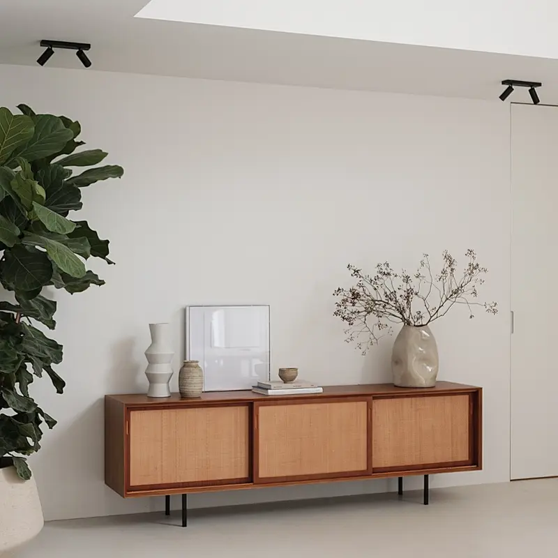 Aparador de ratán con toque bohemio - Teca/Caña Natural - 220cm - Oskar