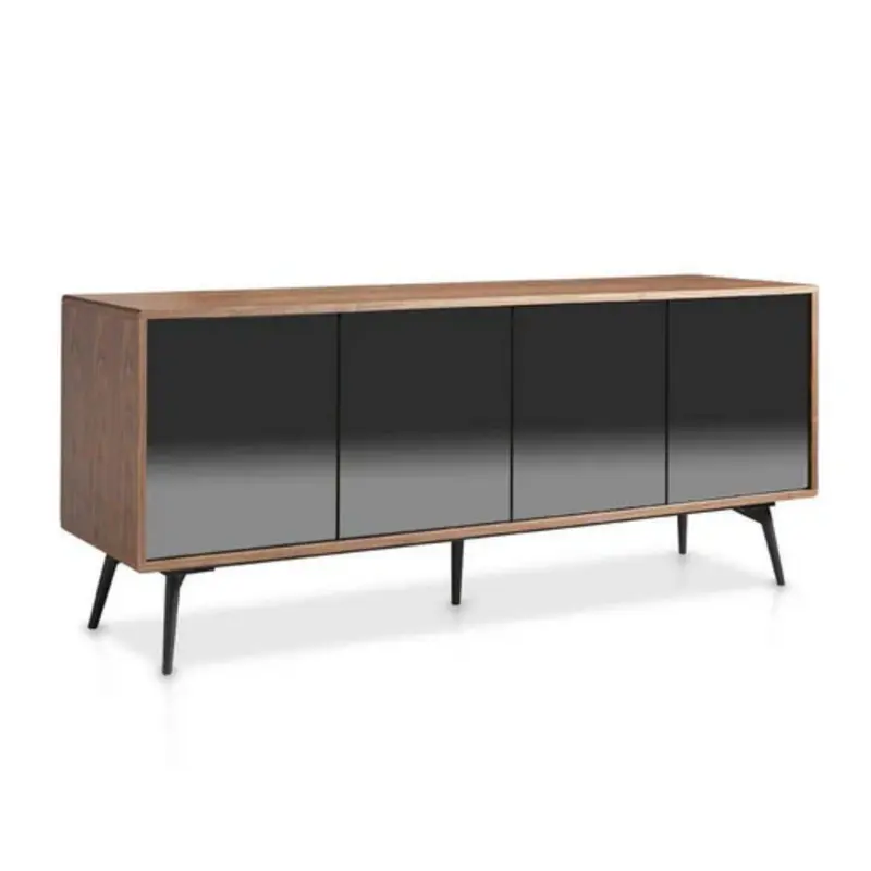 Aparador Madera Chapada Nogal Espejo Humo Colección Elegance