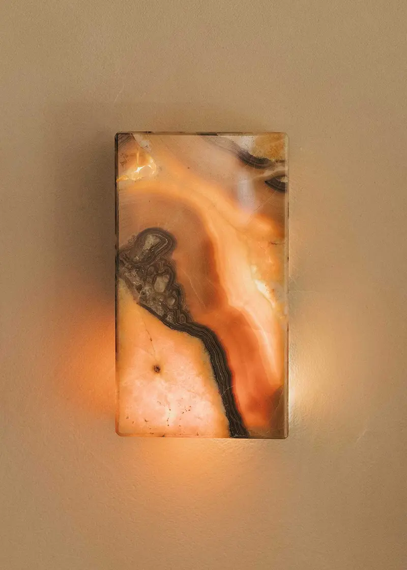 Aplique de pared rectangular ónix naranja