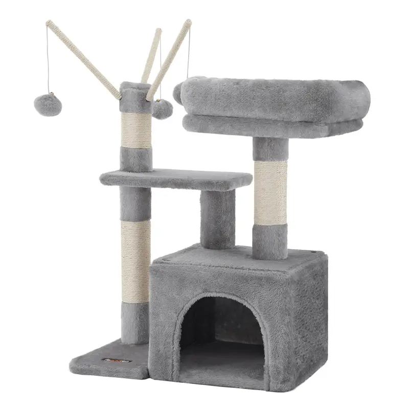 Árbol de Gato de Felpa Gris Claro