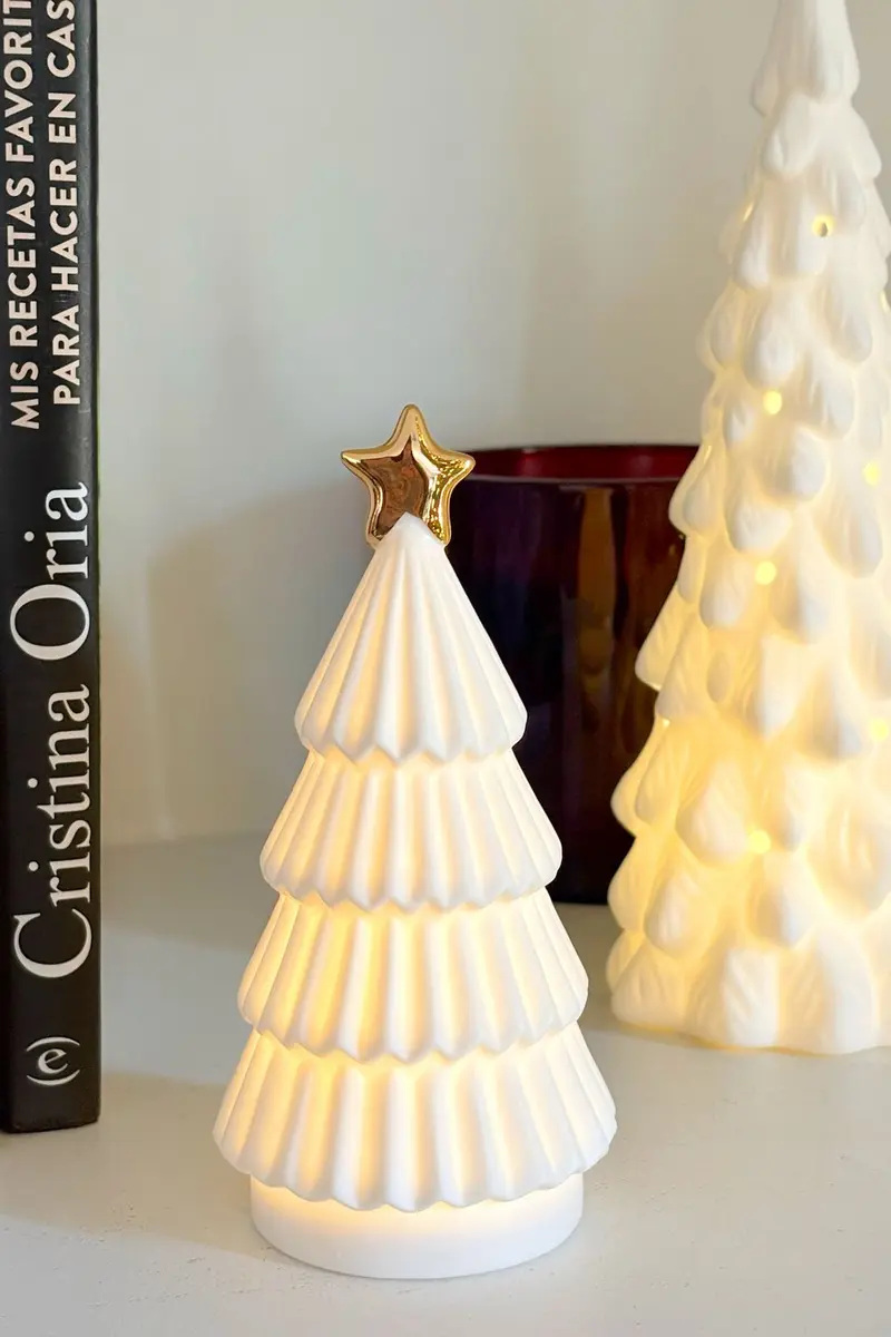 Árbol De Porcelana Con Luz Led Y Estrella