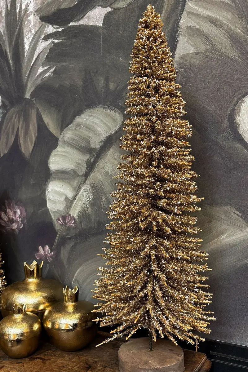 Árbol Decorativo De Espumillón Dorado Grande