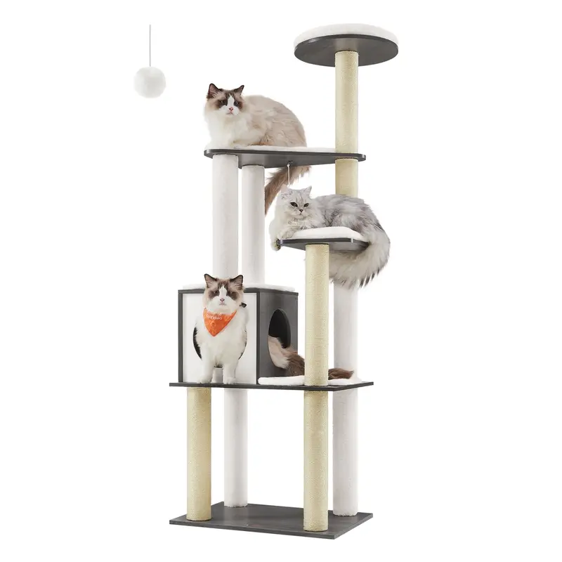 Árbol para Gatos 165 cm Cojines Lavables Gris Niebla