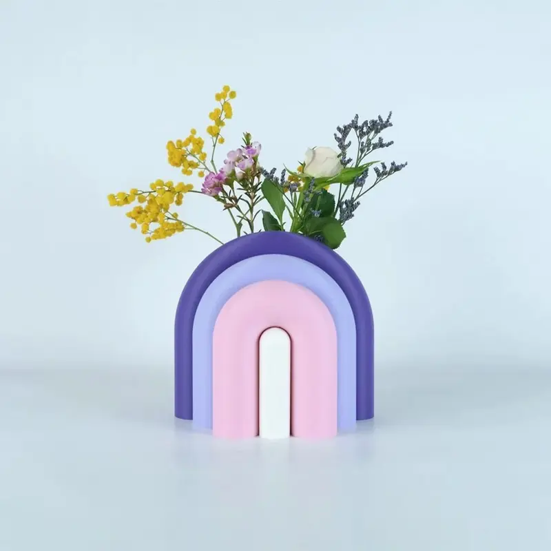 Arc Jarrón Sujetalibros Modular – Violeta, Rosado, Blanco