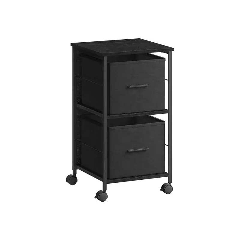 Archivador con 2 Cajones para Impresora Negro Ébano y Negro