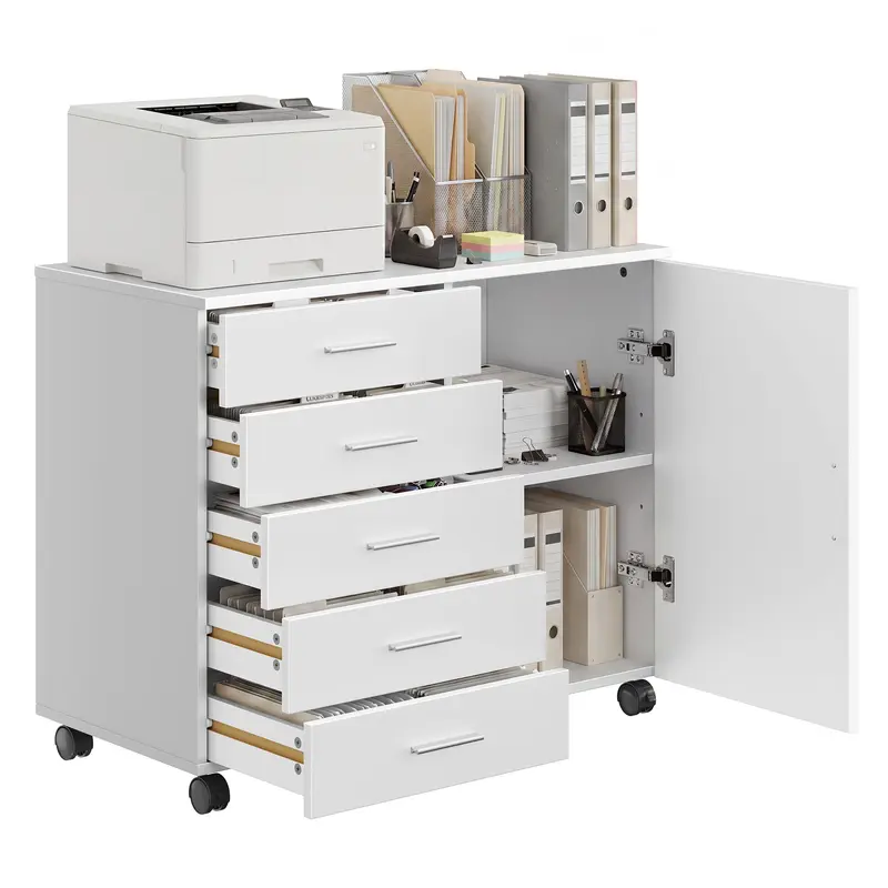 Archivador de 5 Cajones con Ruedas, Cajonera de Oficina
