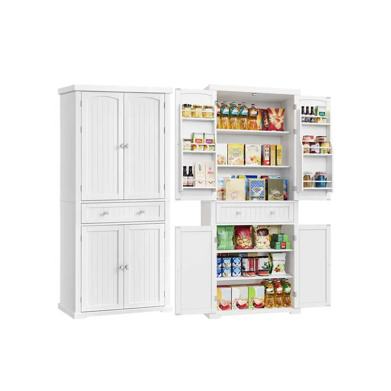 Armario Alto de Cocina 182,1 cm Armario Independiente 4 Estantes Ajustables