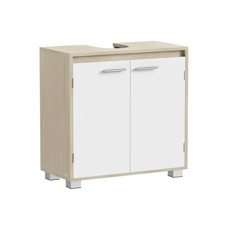 Armario bajo lavabo de baño con compartimentos y patas