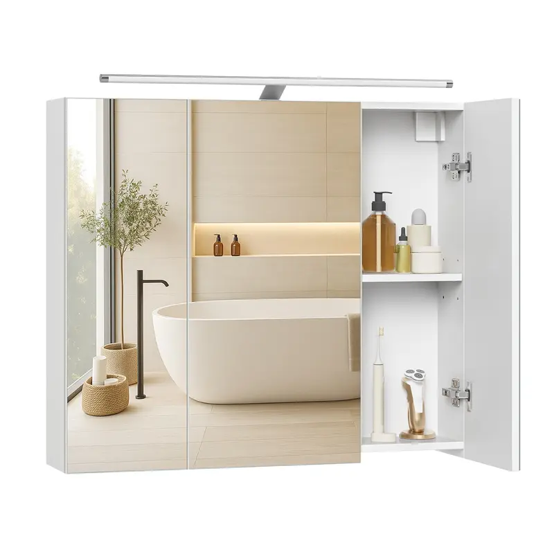 Armario de Baño de Pared con Espejo e Iluminación