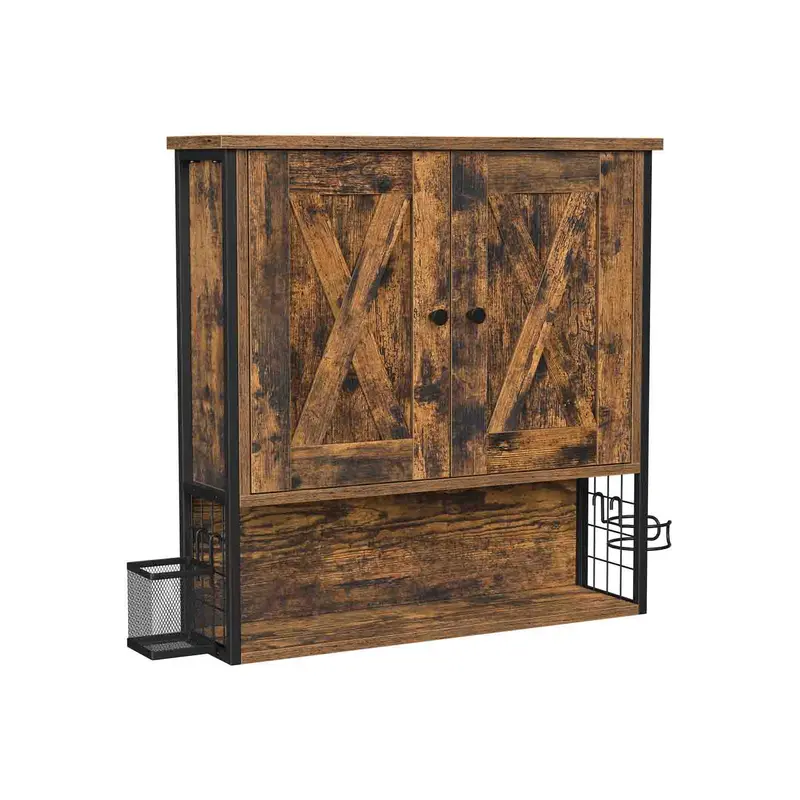 Armario de Pared con Estante Ajustable Marrón Rústico y Negro
