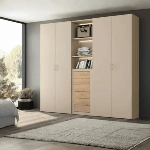 Armario dormitorio 4P L'AQUILA con cajonera