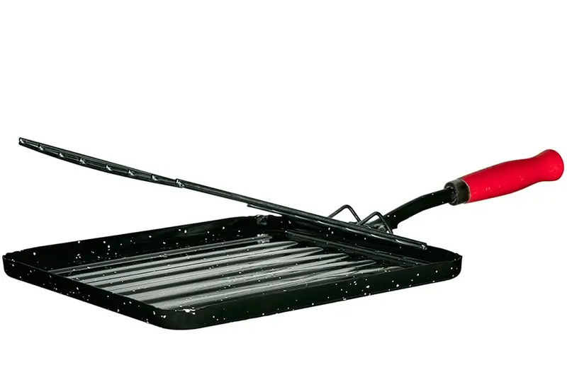 ASADOR CUADRADO CON PARRILLA 23CM