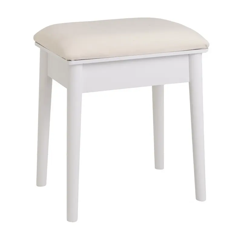 Banqueta clásica de tocador en madera de paulonia blanca 38x29x45cm