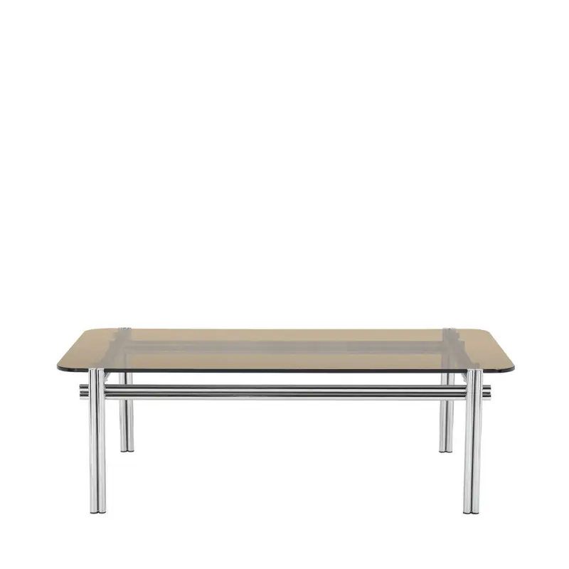 Barlow - Mesa de centro de vidrio con patas cromadas