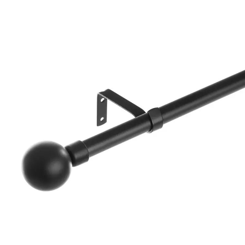 Barra cortina extensible negra de metal de 120 a 210 cm con terminales