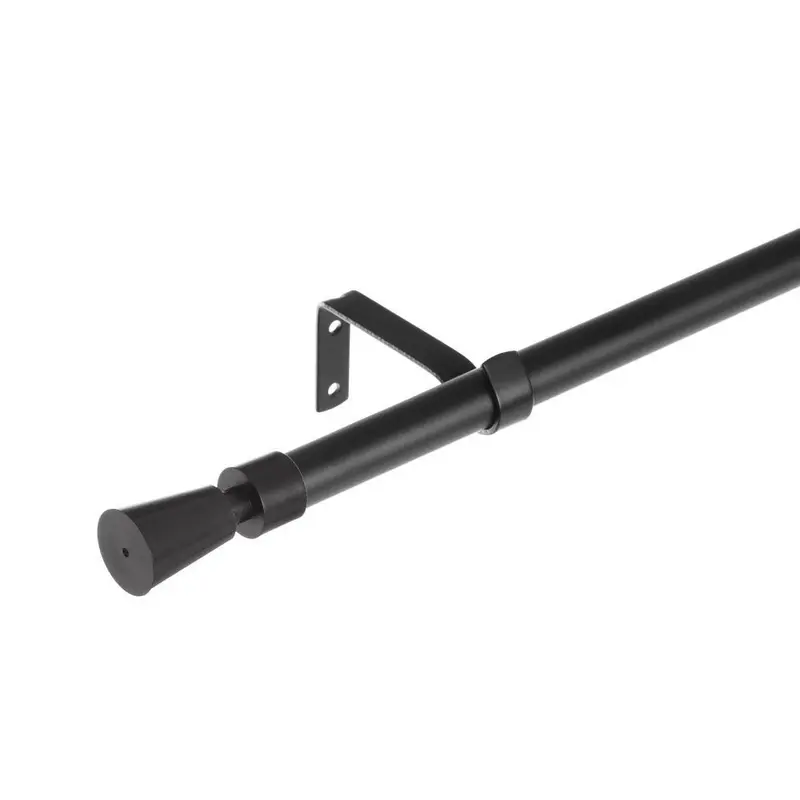 Barra cortina extensible negra de metal de 122 a 211 cm con terminales