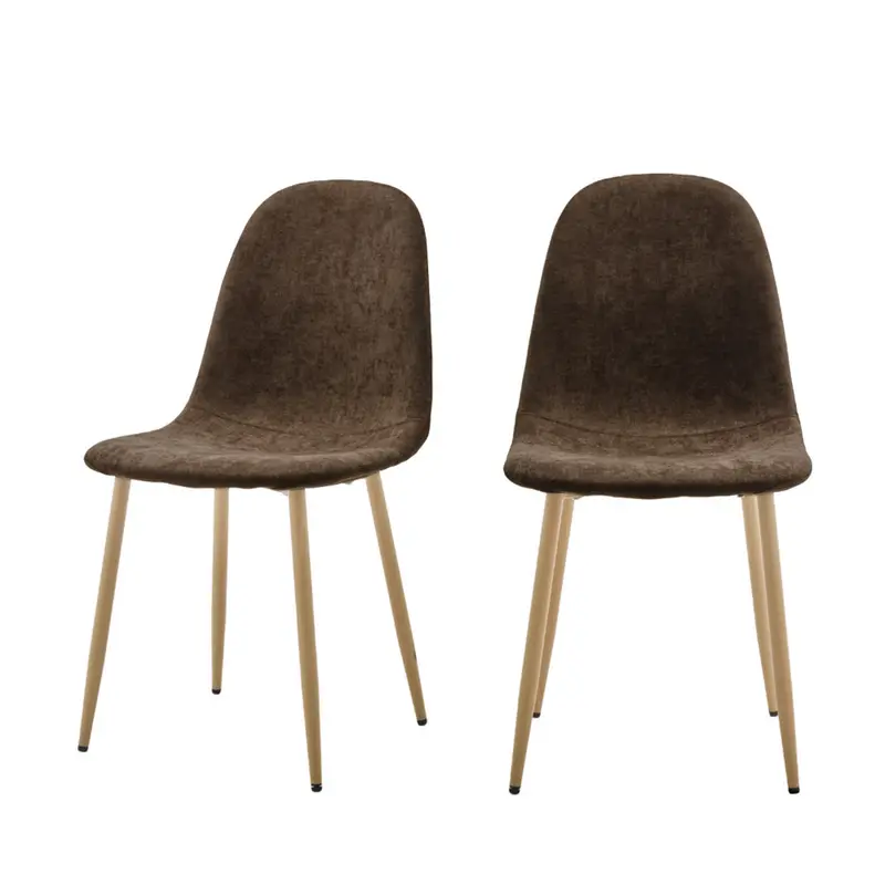 Bella - Lote de 2 sillas de tela con patas efecto madera
